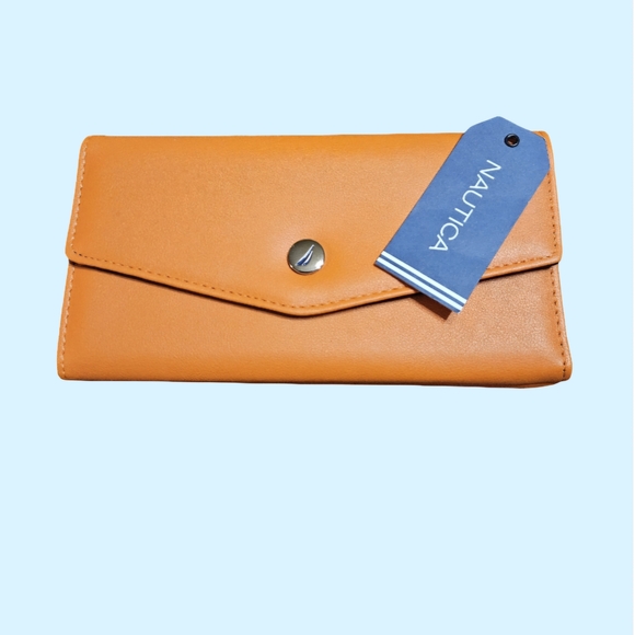 Nautica Handbags - NWT Nautica Orange Wallet With Navy Fabric Interior And Silver Nautica Emblem